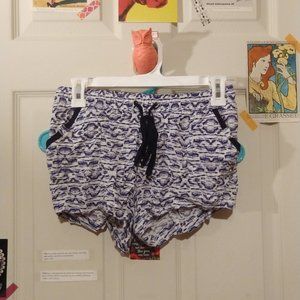 Blue and White Flowy Shorts Small